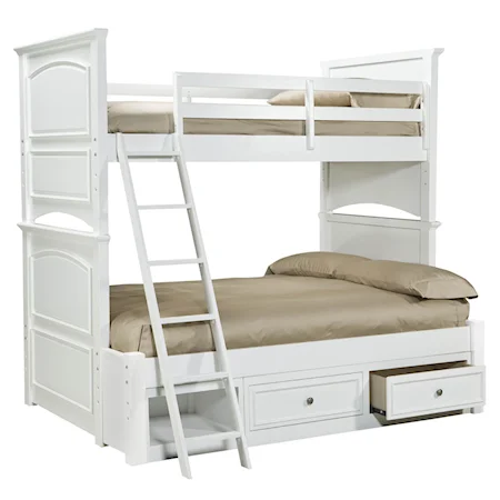 Classic Twin-over-Full Size Bunk Bed with Underbed Storage Unit